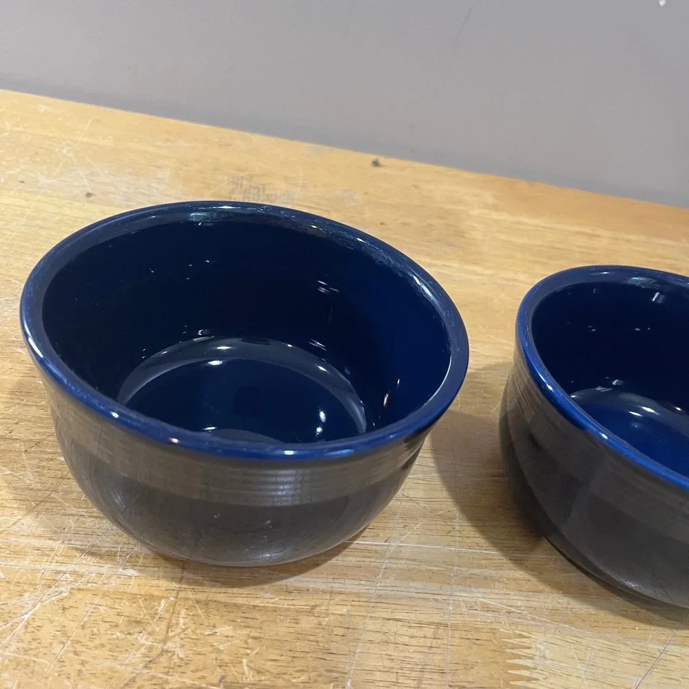 Fiesta‎ Cobalt Blue Chili Soup Gusto Bowls Set of 2 Ceramic Vtg MCM Art Deco 5